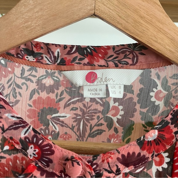 Boden Pink Red Floral Amalie Ruffle Blouse 4 - Picture 13 of 16
